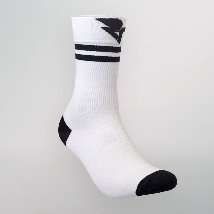 White Crew Stripe Running Sock