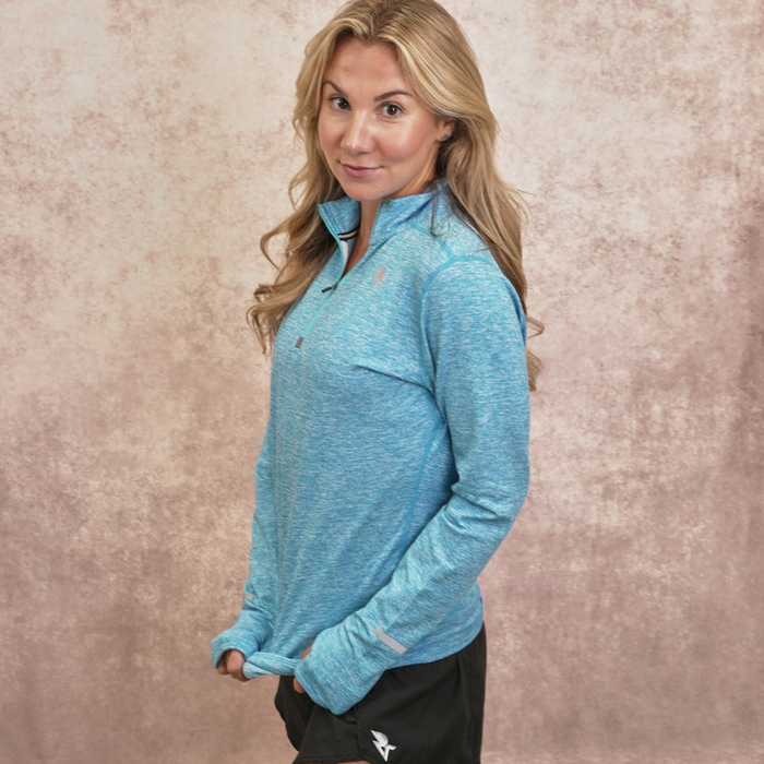 Women's Light Blue 1/4 Zip Pullover Fleeced