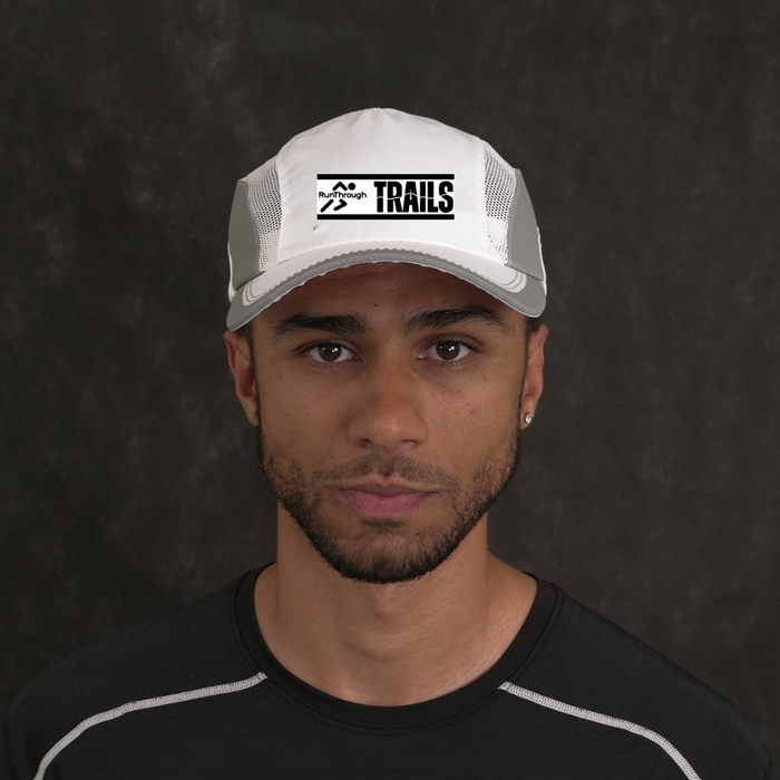 RunThrough Trails White Running Cap