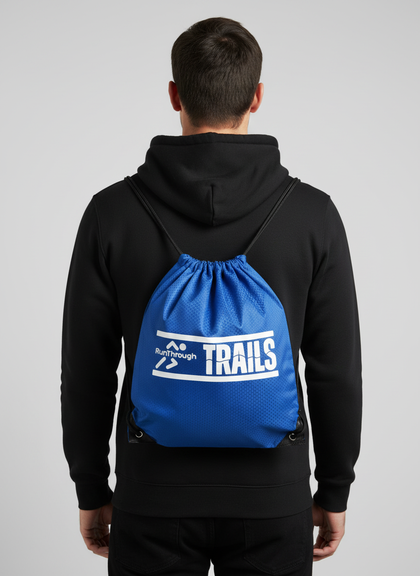Trails Blue Drawstring Bag – RunThrough Kit